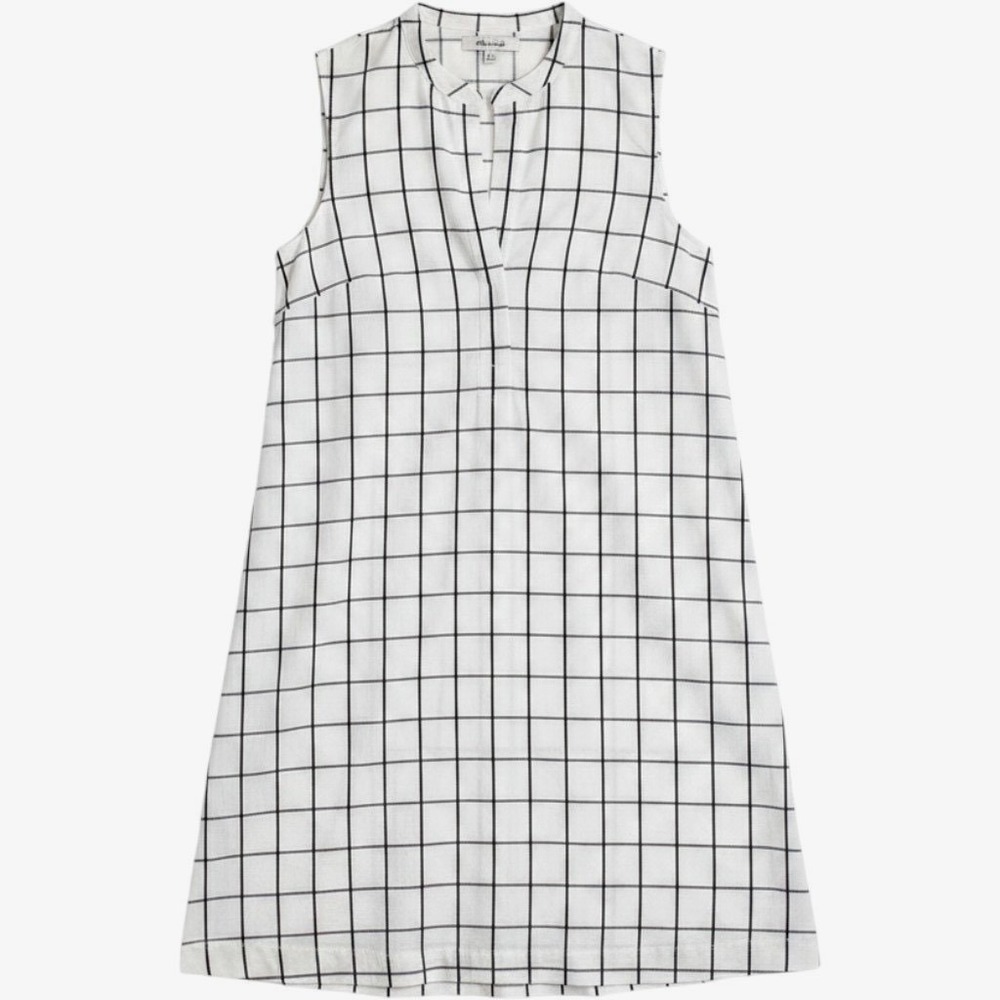 Madewell Mini Dress White Black Check Sleeveless Cotton Pockets Lined - XS